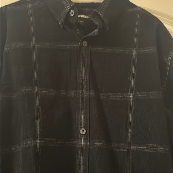 Express Men's Black Checkered Shirt - Picture 2 of 3